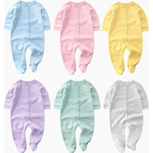 2020 New Fashion Baby Girl Clothes Baby Romper For Newborn Cloting Spring And Autumn Costume Cotton Pure Color O-neck Jumpsuit