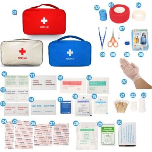 30 Items/180pcs Portable Travel First Aid Kits For Home Outdoor Sports Emergency Kit Emergency Medical EVA Bag Emergency Blanket