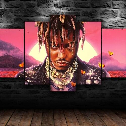 No Framed Canvas 5 Panel Juice Wrld American Rapper Wall Art Posters Home Decor Accessories Living Room Decoration Paintings