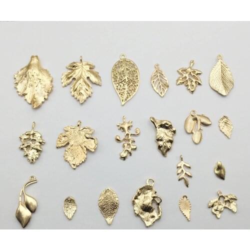 50pcs hollow leaves petal design metal buttons Flatback Gold Bridal Wedding Supplies pendant DIY Jewelry Accessories Wholesale