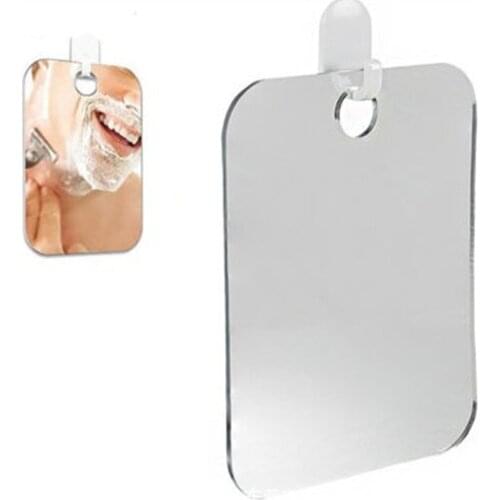 Bathroom Anti Fog Shower Mirror 17x13cm Bathroom Hanging Shower Shave Mirror Portable Fogless Fog Free Mirror Washroom Travel