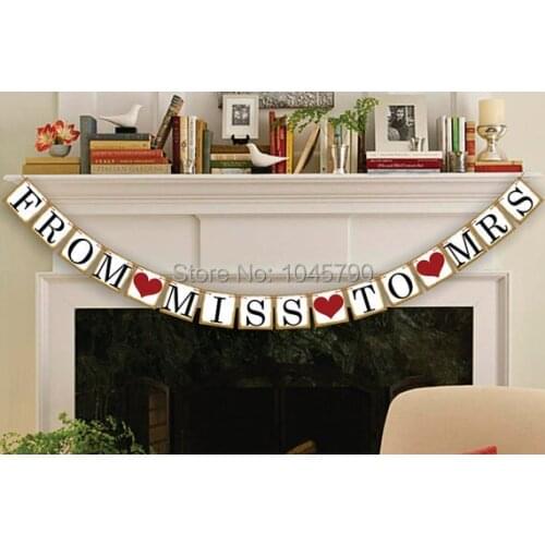 Free Shipping 1 X FROM MISS TO MRS Banner Wedding Sign Bridal Shower Party Decoration Supplies