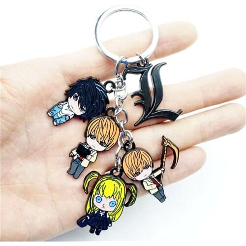 Death Note L Lawliet Misa Amane Keyring 5 In 1 Alloy Metal Pendant Key Ring Anime Cartoon Figures Keychain Accessories Gift