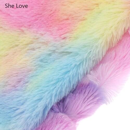 Chzimade 1Yard Rainbow Color Flocking Fur Leather Fabric Soft Plush Fabric For Bows Handbags Diy Sewing Accessories