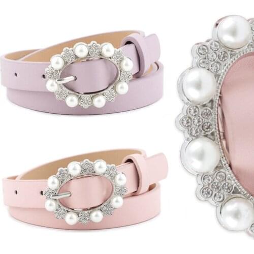 Designer Belts for Women Pearl Luxury Brand Shinny Rhinestone Buckle Leather Belt Ladies Jeans Cowboy Corset Belt