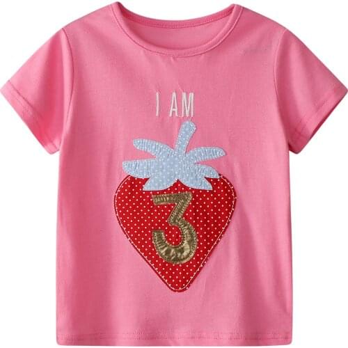Girls cartoon t shirts printed lovely cotton kids short sleeves summer baby t shirt hot selling t shirt