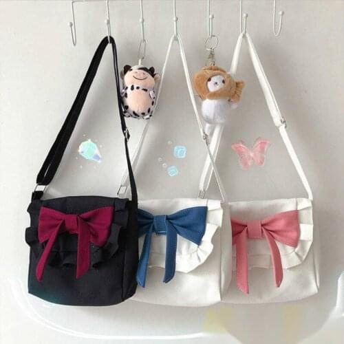 Retro Sweet Bow Girl Canvas Bag Girl Heart Messenger Bag Bag Cute Messenger Bag Canvas Envelope Bag Bow Style