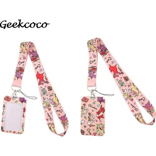 J1869 Cartoon Cow Animals Neck Strap Lanyard for keys Gym Mobile Phone Straps USB badge holder DIY Hang Rope Witht Card Holder