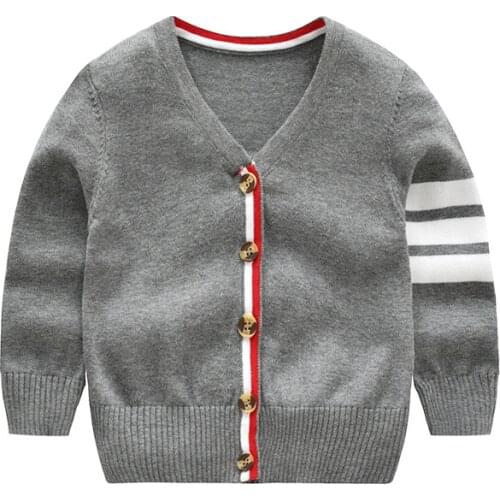 Autumn New Baby Cardigan Single Breasted Baby Boys Sweaters V-neck Kids Knitted Sweater Striped Baby Boy Cardigan