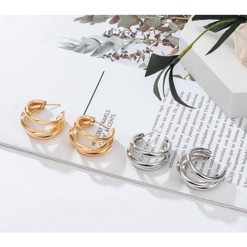 Classic Golden Stainless Steel Earrings Fashion Golden Round Earrings Punk Hip Hop Jewelry Earrings For Women 2021 Trend