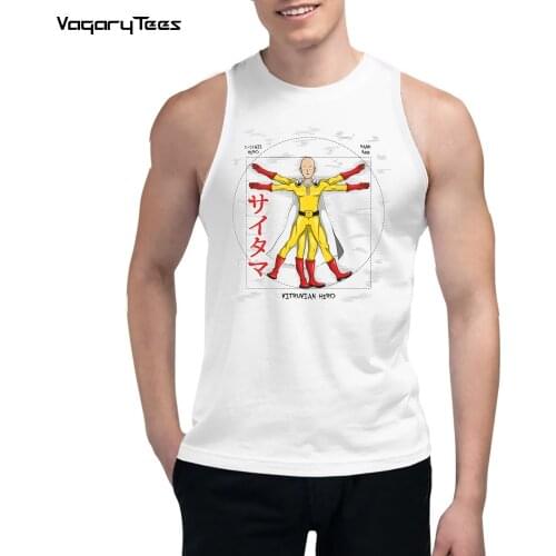 Fashion men SAITAMA Print Men Tank Tops One Punch Man anime O-Neck Waistcoat Sleeveless Casual Men Streetwear