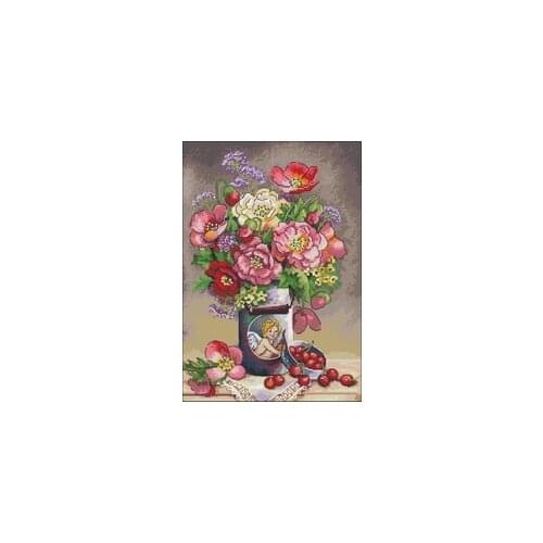 Merejka K-91 Cupids flowers Needlework,For Embroidery,DIY 14CT Unprinted Arts Cross stitch kits Set Cross-Stitching Home Decor