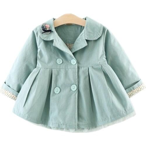Cute causal baby girl trench coat solid embroidery European style coat for 6-24M baby newborn infant outerwear coat clothes hot
