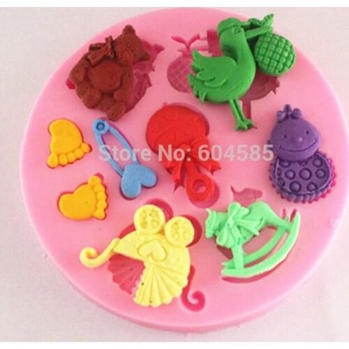 Mini Baby shower F484 Fondant Mold Silicone Sugar mold Craft Molds DIY gumpaste flowers Cake Decorating