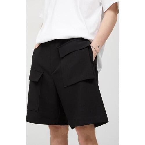 Mens shorts 2021 black casual loose large pocket asymmetric Shorts Pants Large fashionable men