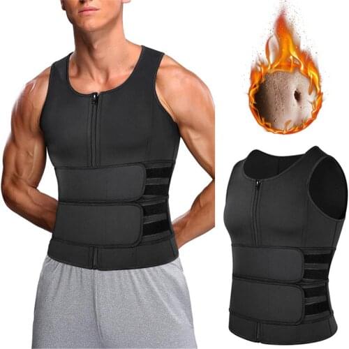 Men Waist Trainer Slimming Vest Sauna Vest High Quality Durable Zippered Thermal Body Shaper Corset Gym Fitness Training Suit