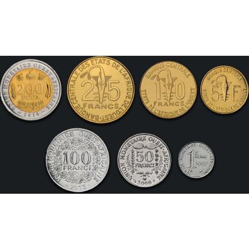 West Africa Set 7 Pieces Coins New Original Coin Unc 100% Real Africa Issuing Coins