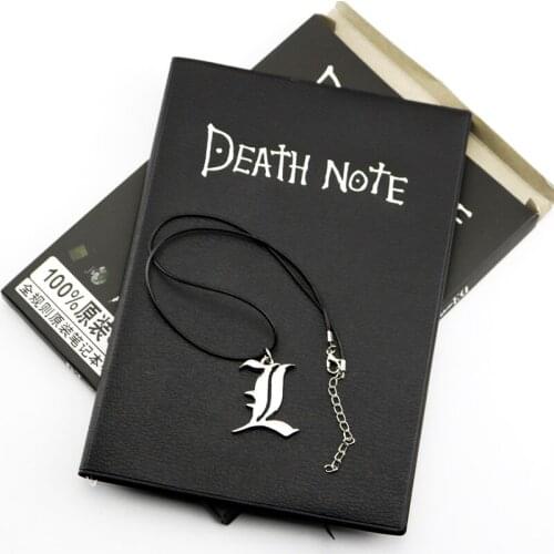 A5 Anime Death Note Notebook Set Leather Journal and Necklace Feather Pen Journal Death Note Pad for Gift D40