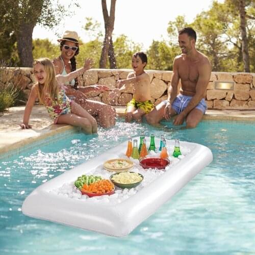 Inflatable Pool Float Beer Drinking Cooler Table Bar Tray Beach Swimming Ring Summer Pool Party Bucket Cloud Cup Holder