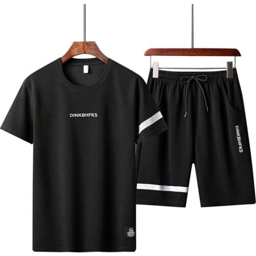 New 2021 Mens T-shirt + Sports Shorts Set Summer Breathable Casual T-shirt Running Set Fashion Harajuku Printed Male Sport Suit