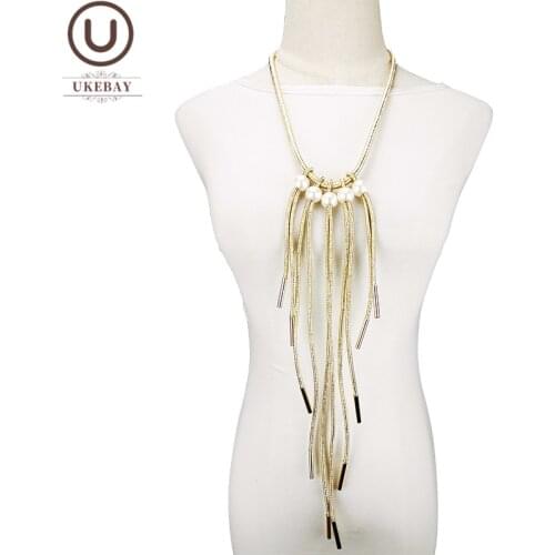 UKEBAY New Luxury Pearl Necklaces Pendant Necklace Women Fashion Jewelry Gothic Clothes Chain Ethnic Sweater Chains Gold Color