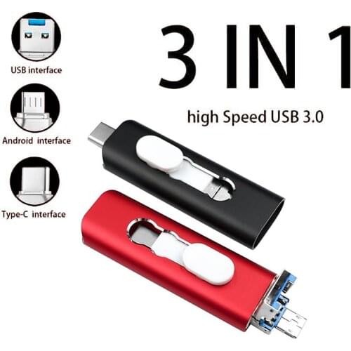 New Flash Drive Pendrive 3.0 Otg 3 in 1 Pen Drive Usb Stick for Android Type-c Usb Key 8gb 16gb 32gb 64gb 128gb Usb Memory Disk