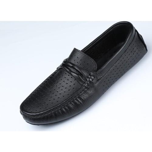Top Quality Genuine Leather Loafers Men Luxury Brand Rubber Casual Mens Shoes Slip on Breathable Summer Flats Driving Shoes Man