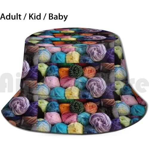 Cotton Yarn Basket Bucket Hat Adult kid baby Beach Sun Hats Yarn Crochet Knit Cotton
