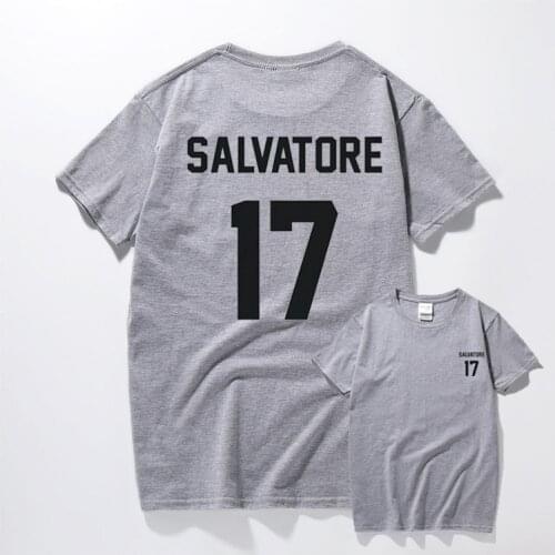 Casual Salvatore 17 T-shirt Year Of Birth Vampire Diaries Mystic Falls Tops Graphic Tee Shirts Tumblr Tshirt for Men Women