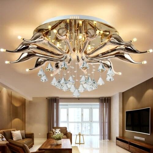 Simple modern living room LED Ceiling Lights modern designer light creative bedroom Crystal swan ceiling lamp LU71238 -YM