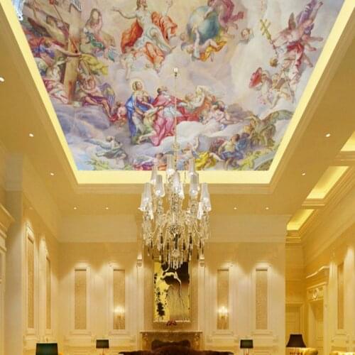 Dropship Custom 3d Wallpaper Colorful Religious Characters Oil Painting Hotel Lobby Ceiling Decorative Backdrop Wallpaper Mural