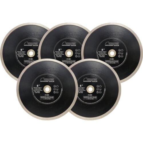 SHDIATOOL 5pcs/set Dia 8"/200mm Hot-pressed Continue rim Diamond Cutting Disc Wet for Porcelain Tile Marble Saw Blades 8inch