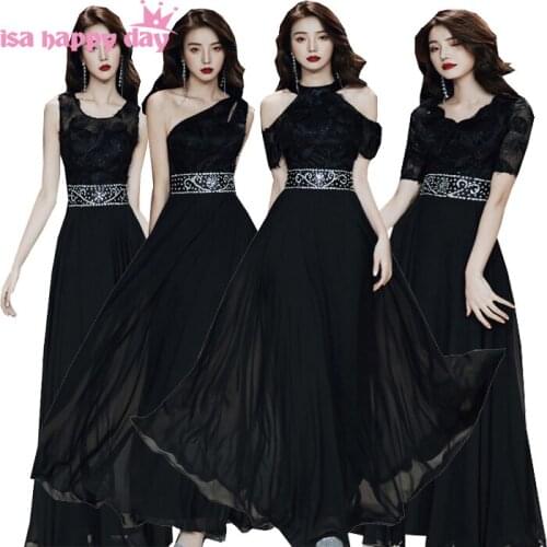Mix different style korean long dress for bridesmaid plus size chiffon maid bride black brides maid dresses chiffon W4337