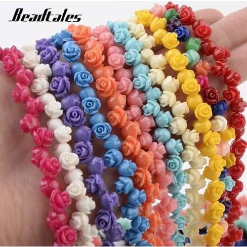 Resin Imitation Coral Rose Natural Flower Shape Loose Spacer Beads For Needlework Jewelry Making DIY Bracelet Earrings 15