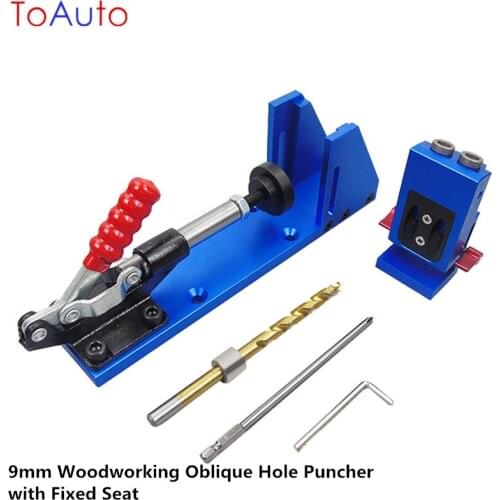 Brand New Oblique Hole Positioner Punch 9mm Woodworking Hole Puncher Bevel Slotting Angle Positioner Kit with Fixed Seat