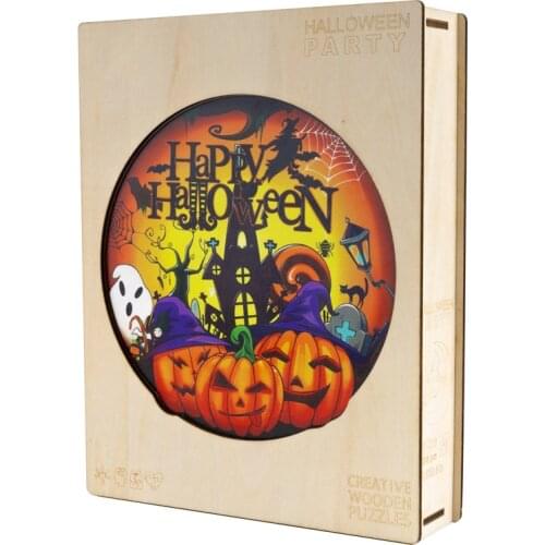 Unique Halloween Wooden Puzzles Funny Puzzle Games Wooden Jigsaw Puzzle For Adults Kids Educational Toys Wood DIY Crafts Gifts