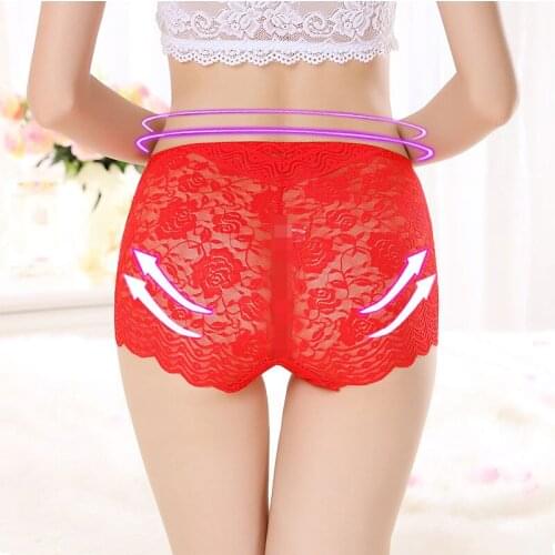 Plus Size Female Breathable Sexy Lace Panty for Women Underwear Thin Hollow Transparent Brief Large Size Big Elastic Panty M-2XL