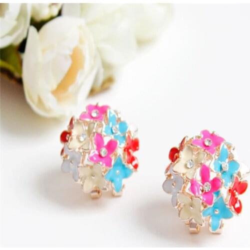 Stud Earrings for Women Female 2020 new models Boucle d'oreille Crystal Flower Clover Earring Gold Bijoux Jewelry Brincos Mujer