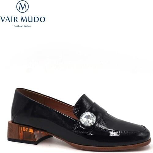 VAIR MUDO 2020 New Brand Women Pumps Low Heels Patent Leather Fashion Spring Autumn Factory high quality Slip-On Shoes D167