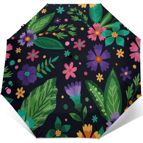 Sunny Umbrella Colorful Tropical Floral Automatic folding portable men women umbrella Sunscreen rain Windproof beach parasol