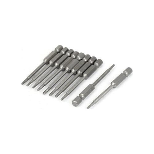 1/4" Hex Shank 65mm Long 2mm Hexagon Head Magnetic Screwdriver Bits 10pcs