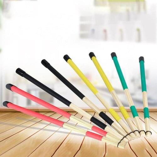 1 Pair Professional Bamboo Country Jazz Ballad Percussion Drum Brushes Bundle Drum Sticks With Rubber Handle Drum Accessories