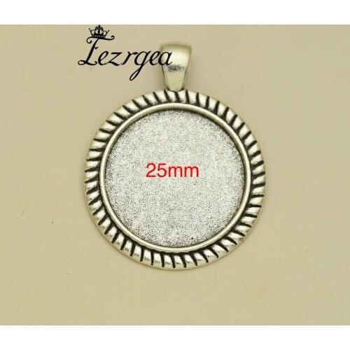10pcs/lot--25mm Inner Size Antique Silver/Bronze plated Cabochon Base Setting Charms Pendant, Jewelry accessories (AF0058-658)
