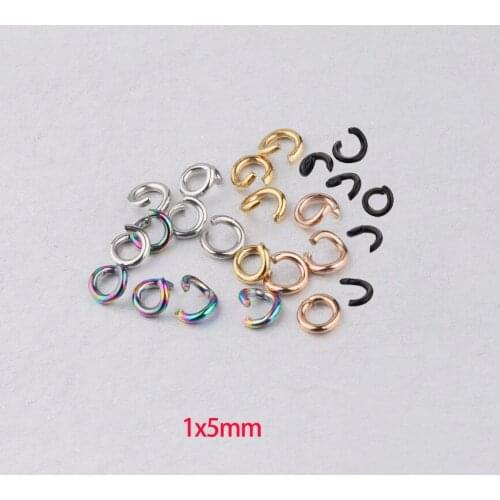 100pcs/lot 1*5mm Rose gold Color stainless steel Jump Rings Findings split ring 5mm diameter Necklace handmade DIY material