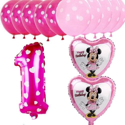 13pcs Lovely Minnie Mouse Latex Set Number Helium Balloon Girls Birthday Party Decoration Kids Toy Balloon Globos