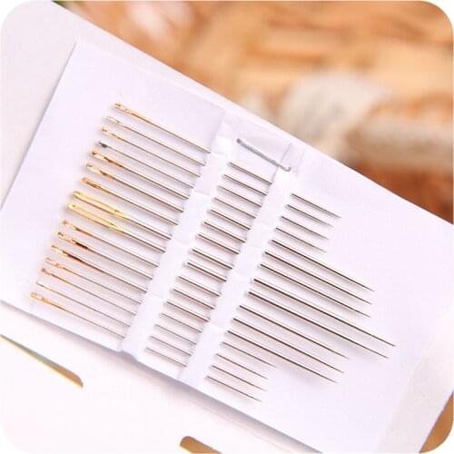 16 Pcs/Bag Stainless Steel Hand Sewing Tail Gold Plated Needles Paper Package Home DIY Sewing Combination Sewing Tools