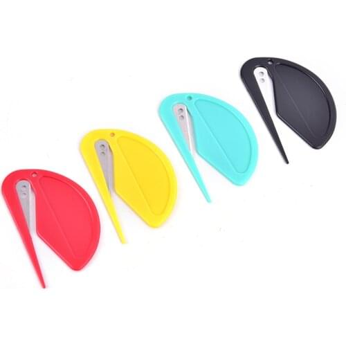 2pcs/lot Plastic Letter Opener Mini Sharp Letter Mail Envelope Opener Safety Papers Guarded Cutter Blade Office Equipment
