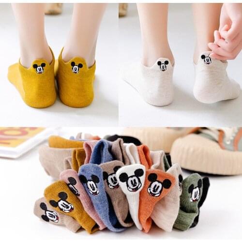 3 Pairs Disney Mickey Mouse Kawaii Women Tube Socks Fashion Cartoon Lovely Character Cute Harajuku Sweet Skatebord Funny Socks