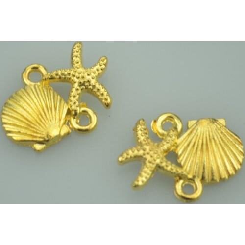 35pcs 13*18mm gold color starfish shell Alloy charms pendant fit necklace bracelet diy Pendants for jewelry making D716