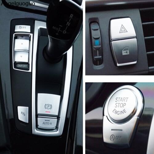 4 styles For BMW 5GT 5 6 7 Series X3 X4 Car Warning Light Button / Handbrake AUTO H/ Start Stop Engine Button Knob Cover